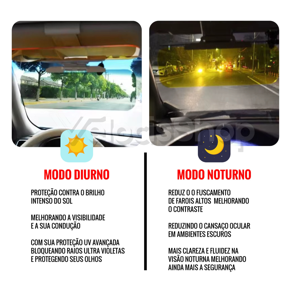 Visor 2 em 1 Anti-reflexo (Dia e Noite) - ConfortVisor