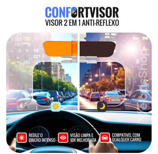 Visor 2 em 1 Anti-reflexo (Dia e Noite) - ConfortVisor